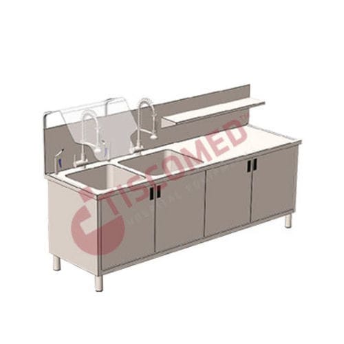 Vorreinigungsstation für die Pharmaindustrie - TINI 4070 - Tiscomed - für die Medizinische Industrie / mit Waschbecken / Edelstahl