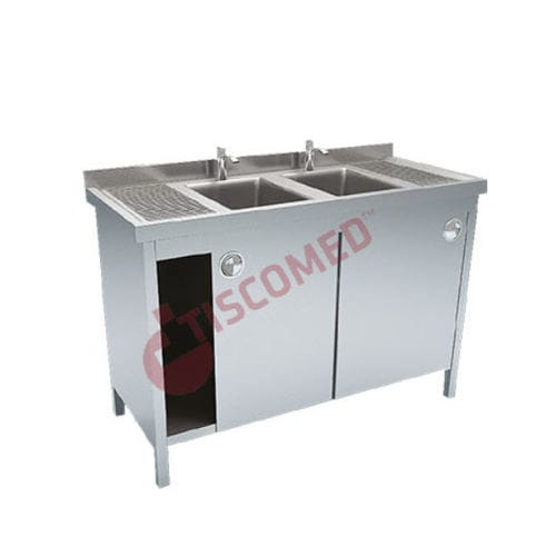 Medizinischer Spüle - TINI 4010 - Tiscomed - Labor / 2 Stationen / Edelstahl