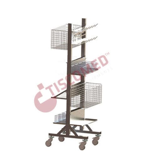 Medizinischer Sackhalterwagen - TFSS 5000 - Tiscomed - Transport / Multifunktion / mit 3 Regalbrettern
