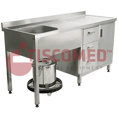 Medizinisch Spüle - TINI 4060 - Tiscomed - Labor / für Entsorgungsraum / 1 Station