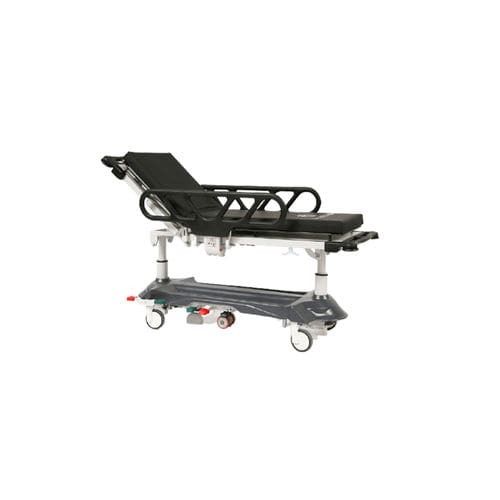Notfall-Fahrtrage - PRONTO BETA - HOSPITOOL MEDICAL DEVICES INC. - hydraulisch / höhenverstellbar / mit verstellbarer Rückenlehne