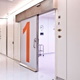 Brandschutztür - CLEAN K1-A T30 RS - KOS Spezialtüren GmbH - für Krankenhaus / Schiebe / Aluminium