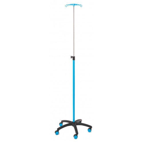 Infusionsständer auf Rollen - 53920PSE2NSBL - Mdose - 2 Haken / Edelstahl