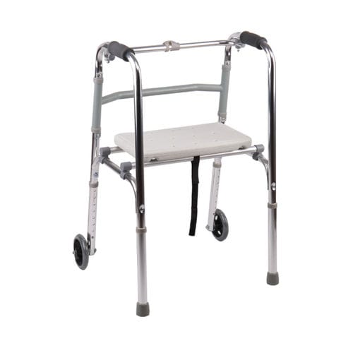 Gehgestell mit 2 Rädern - KR9125L - Zhenjiang Kangrui Rehabilitation Equipment Co., Ltd. - höhenverstellbar / mit Sitz / zusammenklappbar