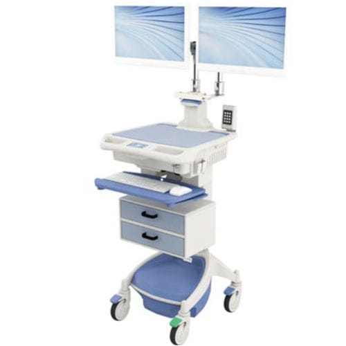 Medizinisch Computer-Arbeitsplatz - AccessPoint™ Dual - Touchpoint Medical - lüfterlos / höhenverstellbar / auf Rollen