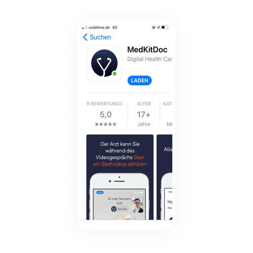 IOS-Applikation / Diagnose - MedKitDoc  - BDS Digital Health Solutions GmbH - für Telemedizin / iOS / Android
