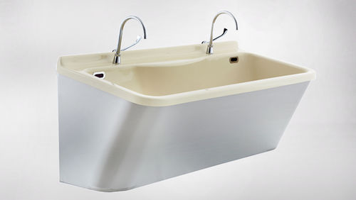 Waschbecken für OP / 2 Stationen - 10650 - Üzümcü Hospital Equipment - Edelstahl / Acryl