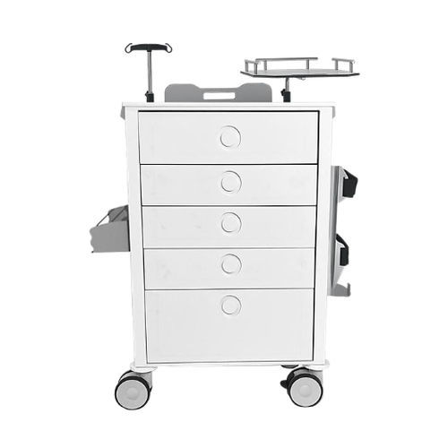 Wagen für Anästhesie - CR.101589.E.INF - Valiamo - Edelstahl / 5 Schubladen / mit Infusionsständer