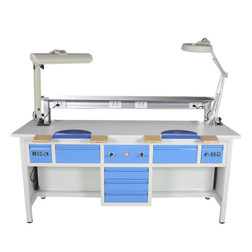 Arbeitsplatz für Dentallabors / mit Licht - TT-2 - Tangshan UMG Medical Instrument - doppelt / Edelstahl