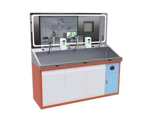 Waschbecken für OP / 3 Stationen - FY-FSC01 - Jiangsu Fuyou Medical - Edelstahl / mit Infrarot-Seifenspender / mit Infrarot-Wasserhahn