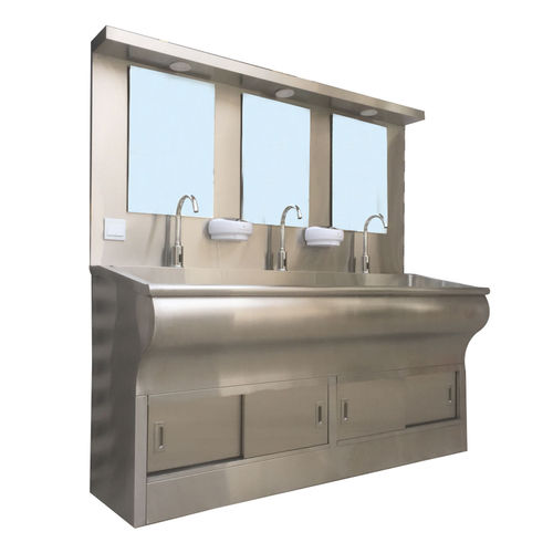 Waschbecken für OP / 3 Stationen - FY-06188H - Jiangsu Fuyou Medical - Edelstahl