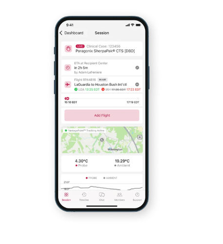 Medizinische mobile Applikation - VantagePoint™ - Paragonix - Kommunikation / Monitoring / überwacht