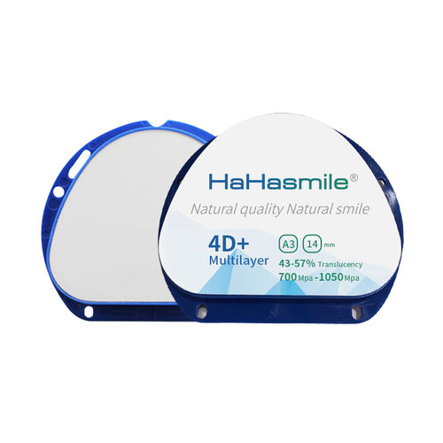 Zahnmedizinisches Material / Zirkonoxid - 71mm4D Plus Multilayer - HaHasmile - für Zahnbrücken / für Dentalkronen / für Dentalinlays