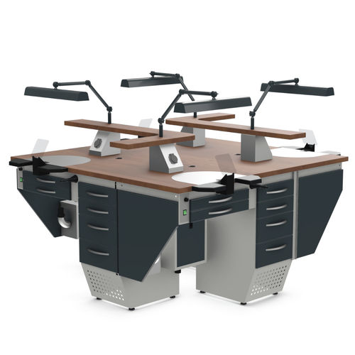 Arbeitsplatz für Dentallabors / mit Regal - str-4 Mini - Kartal Dental - mit Licht / modular / Edelstahl