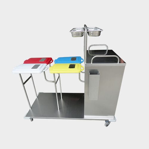 Wäscherei-Sackhalterwagen - Rinox S.r.l. - mit Behältern / 4 Säcke / aus Kunststoff
