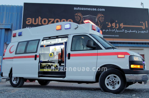 Transfer-Ambulanz - Savana-3500 - AUTO ZONE ARMOR AND PROCESSING CARS L.L.C - Typ II / mit Sauerstofftherapie / automatisch