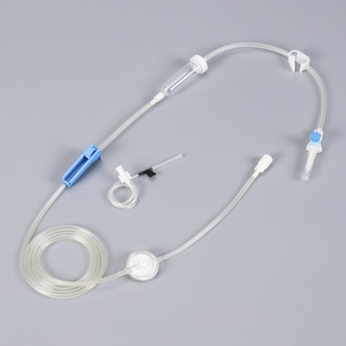 Infusionsset mit Tropfkammer - Zhejiang Runqiang Medical Instruments - mit Absperrhahn / mit Filter zur Vorbeugung von Partikel-Kontaminationen / mit hämostatischem Ventil