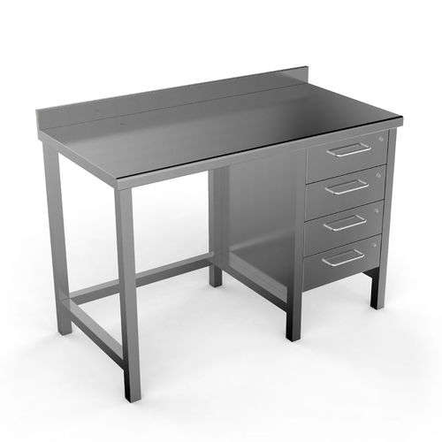 Arbeitstisch - MWT-104 - PALOMA - rechteckig / Edelstahl / mit Schubladen