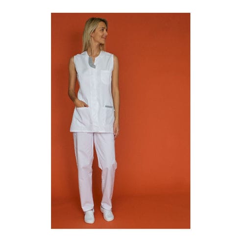 Medizinischer Kasack / unisex - LILA SM - SNV - aus Polyester / weiß / blau