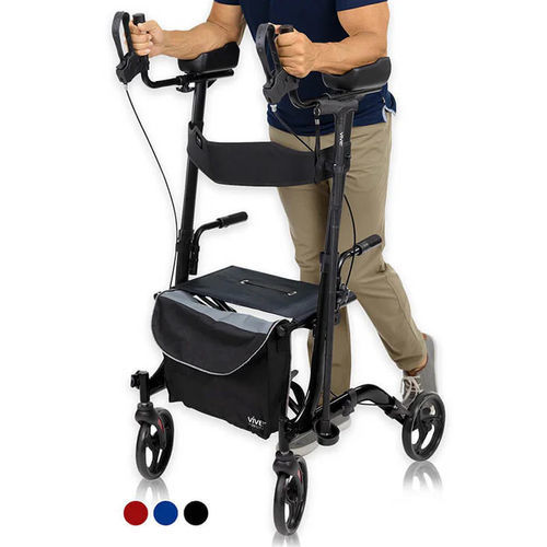 Rollator mit 4 Rädern - MOB1033RED - Vive Health - Aluminiumrahmen / mit Sitz / höhenverstellbar