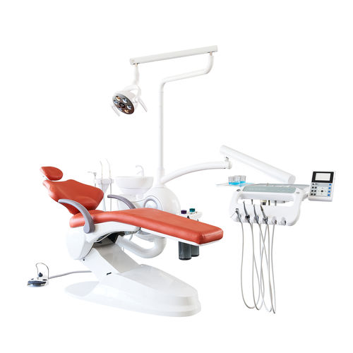 Dentaleinheit mit elektrisch bedientem Stuhl - M2  - Foshan Safety Medical Equipment Co., Ltd. - mit flexiblem Kopfstück / mit Hygienesystem / mit Intraoralkamera
