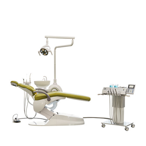 Dentaleinheit mit elektrisch bedientem Stuhl - M9  - Foshan Safety Medical Equipment Co., Ltd. - mit flexiblem Kopfstück / mit Hygienesystem / mit Instrumententräger