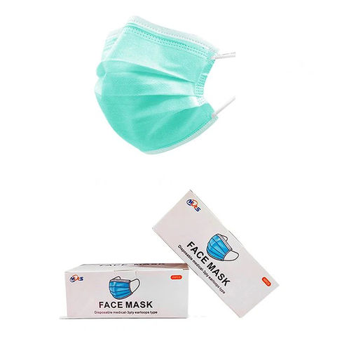 OP-Maske / für Erwachsene - Xiantao Yuanjie Nonwoven Products - 50er-Packung / grün / dreilagig
