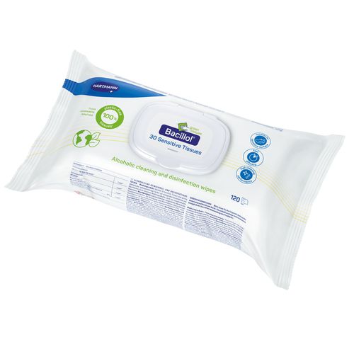 Feuchte Reinigungstücher / für Böden und andere Oberflächen - Bacillol® 30 Sensitive Green Tissues - BODE Chemie - 120er-Packung