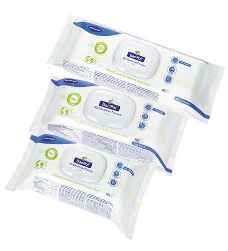 Feuchte Reinigungstücher / für Böden und andere Oberflächen - Bacillol® 30 Sensitive Green Tissues - BODE Chemie - 80er-Packung / 160er-Packung / 120er-Packung