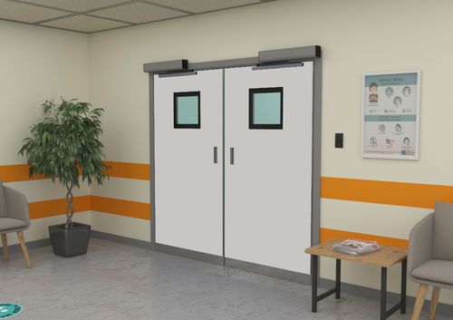 Tür für Krankenhaus - Medmark Technology - Schiebe / einflügelig / Edelstahl