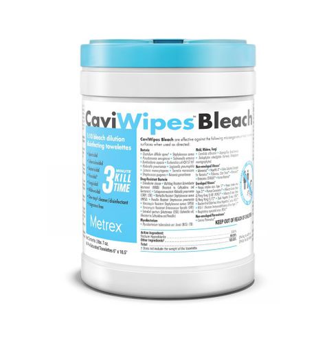 Feuchte Reinigungstücher / für Böden und andere Oberflächen - CaviWipes™ Bleach - Metrex - 90er-Packung