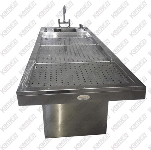 Leichenwaschungs-Tisch - Mortuaryequipment.net - rechteckig / mit Waschbecken / Edelstahl