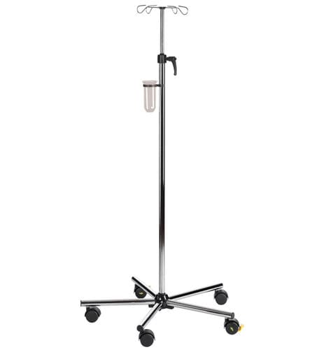 Infusionsstativ auf Rollen - MEDI-CARE Mini - SIMPEX - 4 Haken / Edelstahl / höhenverstellbarer