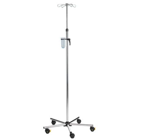Infusionsstativ auf Rollen - MEDI-CARE Midi  - SIMPEX - 4 Haken / Edelstahl / höhenverstellbarer
