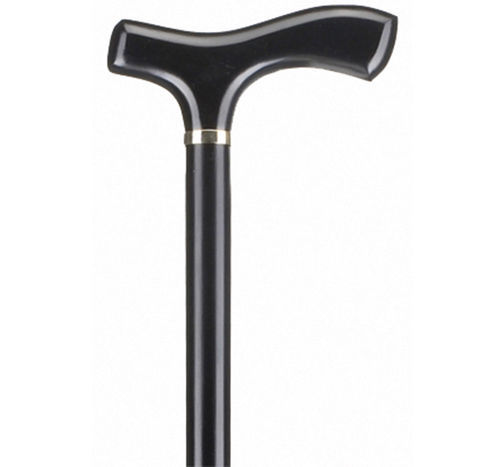 Rechter Griff Gehstock - Walking Stick Black Straight Handle - Alfacare - höhenverstellbar / rutschfest