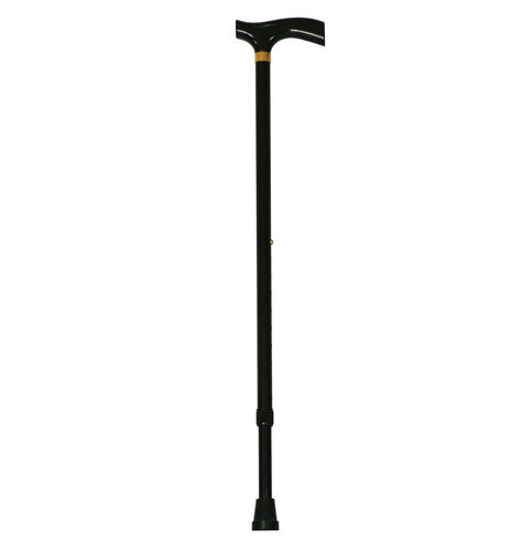 Gerundeter Griff Gehstock - Adjustable Walking Stick Black - Alfacare - rutschfest / höhenverstellbar