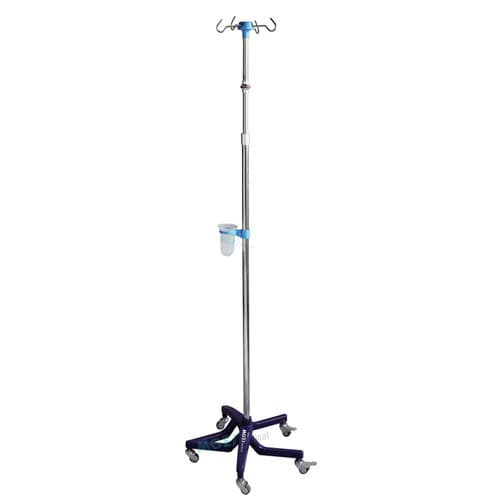 Infusionsständer auf Rollen - ASF3 - Medige International Industries - 4 Haken / Edelstahl / Aluminium