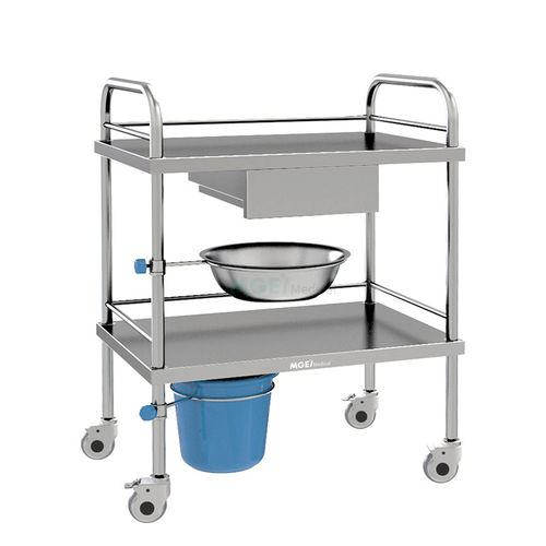 Pflegewagen - MGE-TE28 - Medige International Industries - Lager / Edelstahl / mit Regal