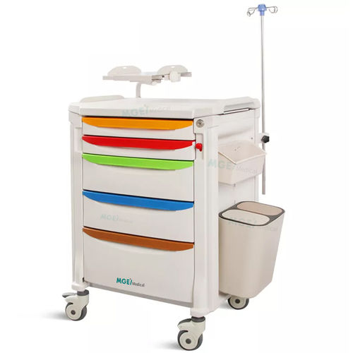 Notfallwagen - MGE-ET750 - Medige International Industries - Edelstahl / Aluminium / mit Schublade