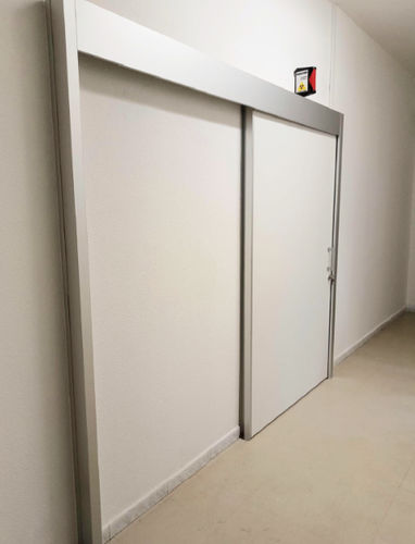 Strahlenschutztür - MeSpo - für Krankenhaus / Schiebe / Edelstahl