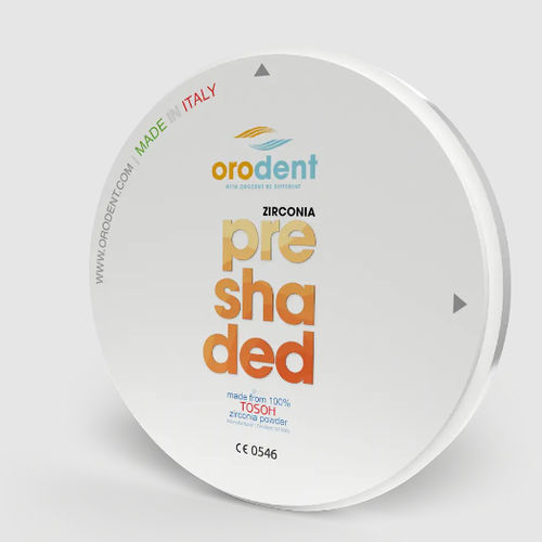 Zahnmedizinisches Material / Zirkonoxid - Preshaded - Orodent srl - für Zahnbrücken / für Dentalkronen / zur Dentalrestaurierung