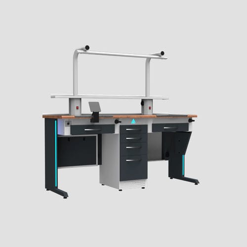 Arbeitsplatz für Dentallabors / mit Licht - TM3 - A4 Dental - mit Schubladen / doppelt