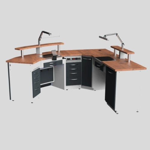Arbeitsplatz für Dentallabors / mit Regal - CHF - A4 Dental - mit Licht / mit Schubladen / modular