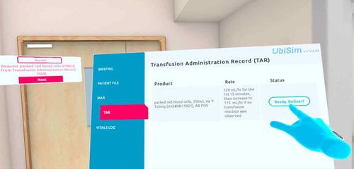 Virtual-Reality-Software - Blood Administration Tutorial - UbiSim - Ausbildung / Simulation / Patientendaten