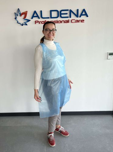 Medizinische Schürze / unisex - ALDENA EOOD - aus Polyethylen / Einweg / weiß