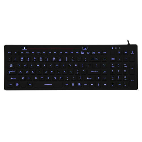 Medizinische Tastatur / mit Ziffernblock - JH-IKB106BL - Jinghong Industrial - Silikon / wasserdicht / mit LED-Hintergrundbeleuchtung