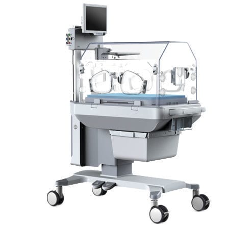 Inkubator für Neugeborene auf Rollen - Anfas Arabia - höhenverstellbar / mit Monitor / mit 4 Fenstern für Zugang zum Baby