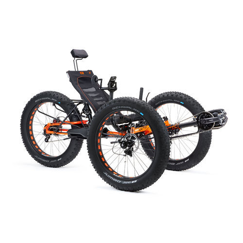 Liegedreirad zum Treten - FULL FAT - ICE Trikes - für Erwachsene / schwarz / orange