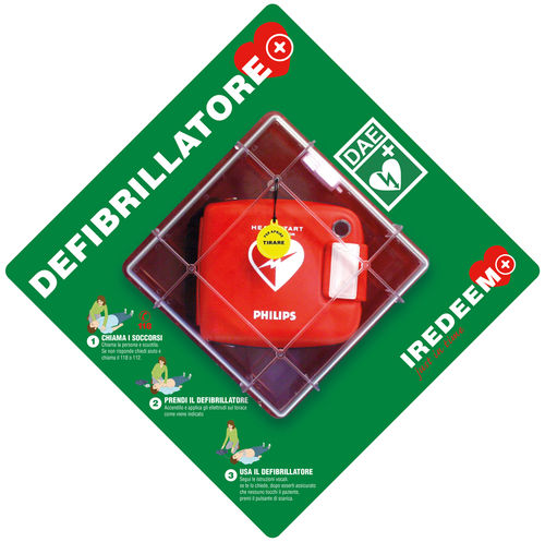Schrank für Defibrillator - Teca S - IREDEEM - für Krankenhaus / mit Tür / wandmontiert