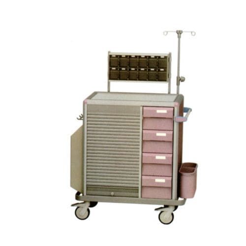 Medizinischer Wagen - B-28 - Tianjin Kangli Medical Instrument - Lager / Aluminium / mit Infusionsständer